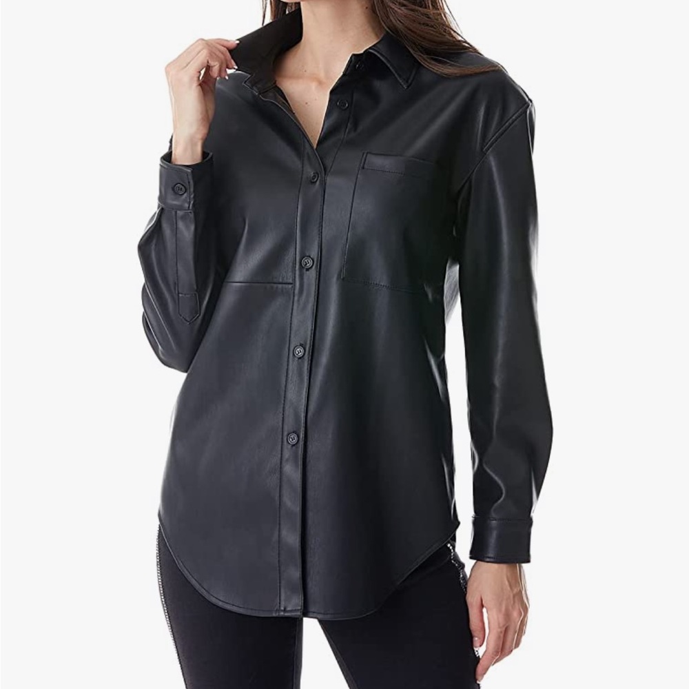 BNWT Faux Leather Button Down Shirt